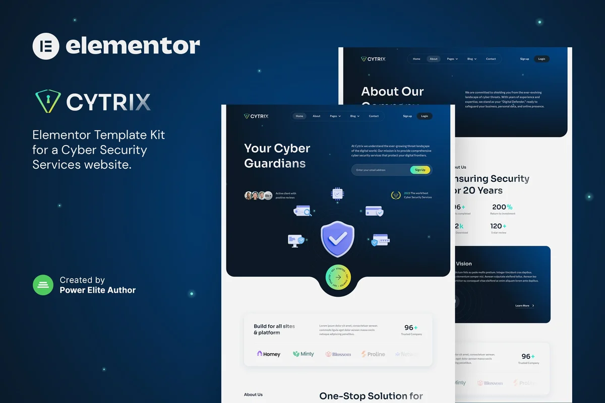 网络安全保障服务Elementor网站模板_一键导入快速建站插图-WP资源海 IT互联网 Elementor 网站模板封面