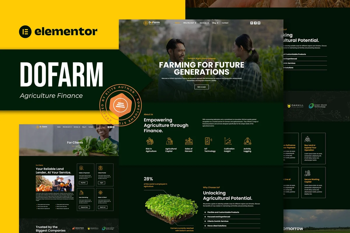 农业金融Elementor网站模板_一键导入快速建站插图-WP资源海 金融/投资 Elementor 网站模板封面
