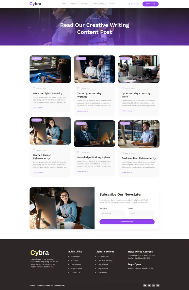 IT互联网 Elementor 模板博客页面预览