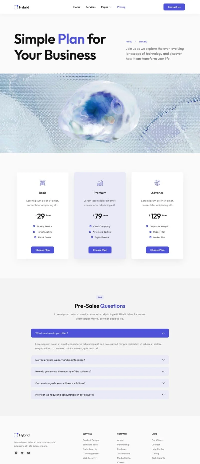 科技与IT服务Elementor网站模板_一键导入快速建站插图3-WP资源海 IT互联网 Elementor 模板价格页面预览