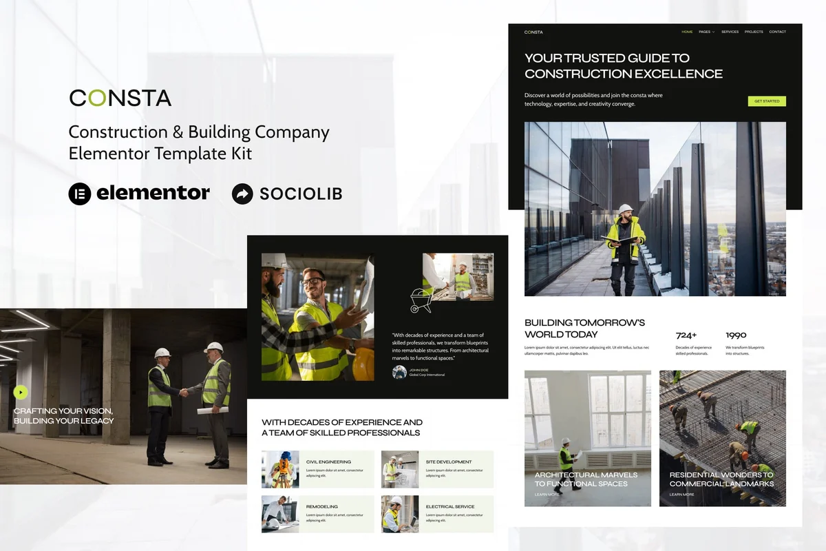 建筑与工程公司Elementor网站模板_一键导入快速建站插图-WP资源海 建筑/地产 Elementor 网站模板封面