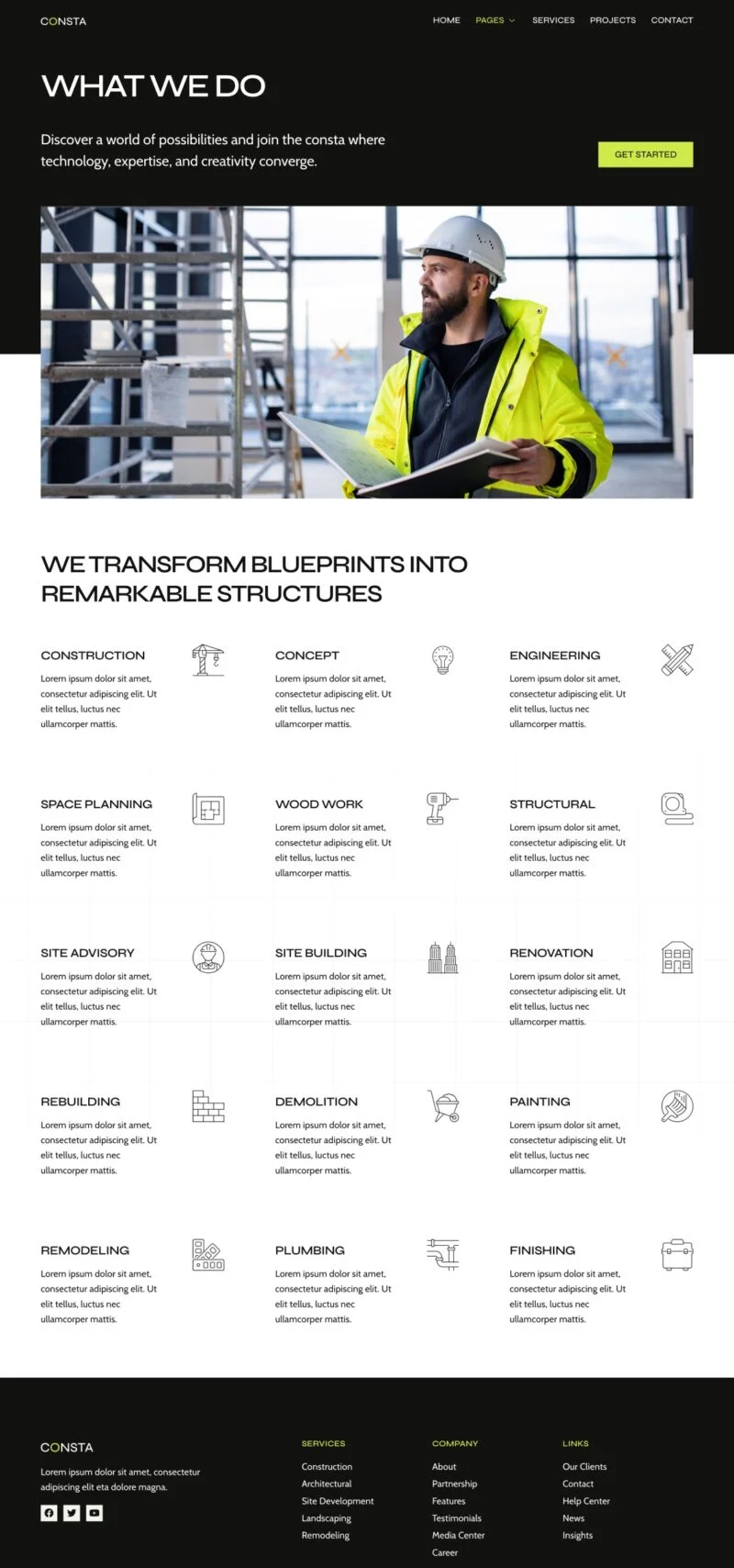 建筑与工程公司Elementor网站模板_一键导入快速建站插图7-WP资源海 建筑/地产 Elementor 模板业务概览预览