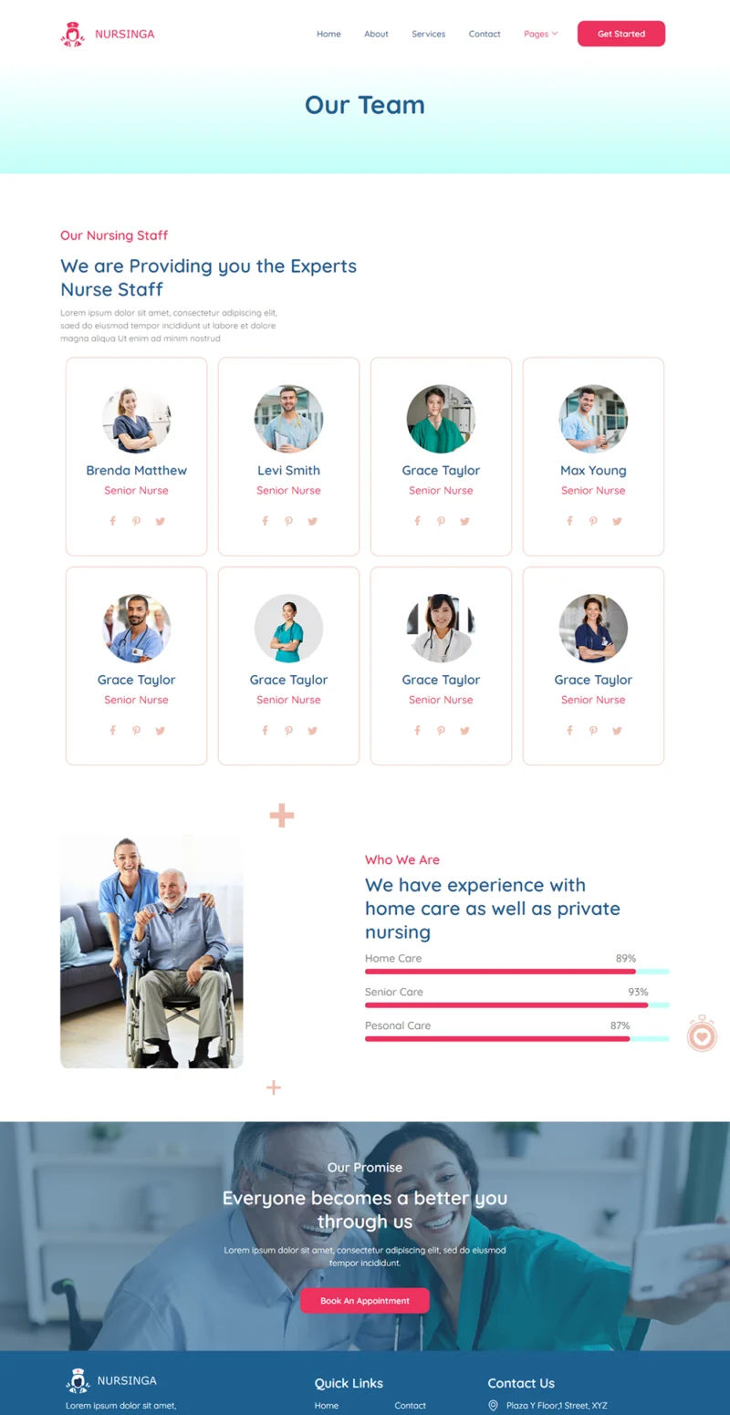健康/医药 Elementor 模板团队页面预览