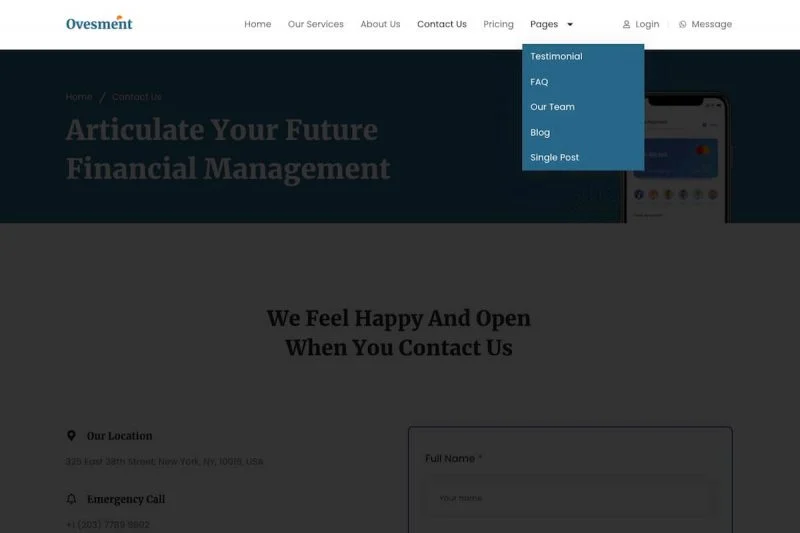 股票基金投资Elementor网站模板_一键导入快速建站插图6-WP资源海 金融/投资 Elementor 模板页眉预览