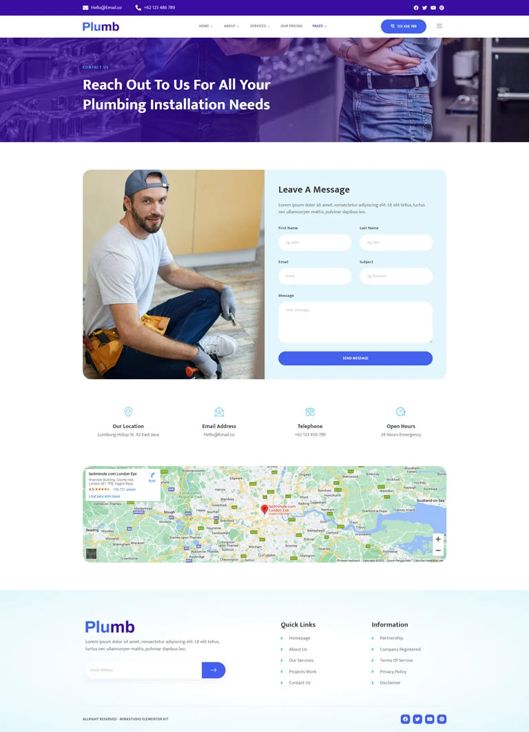 维修 Elementor 模板联系页面预览