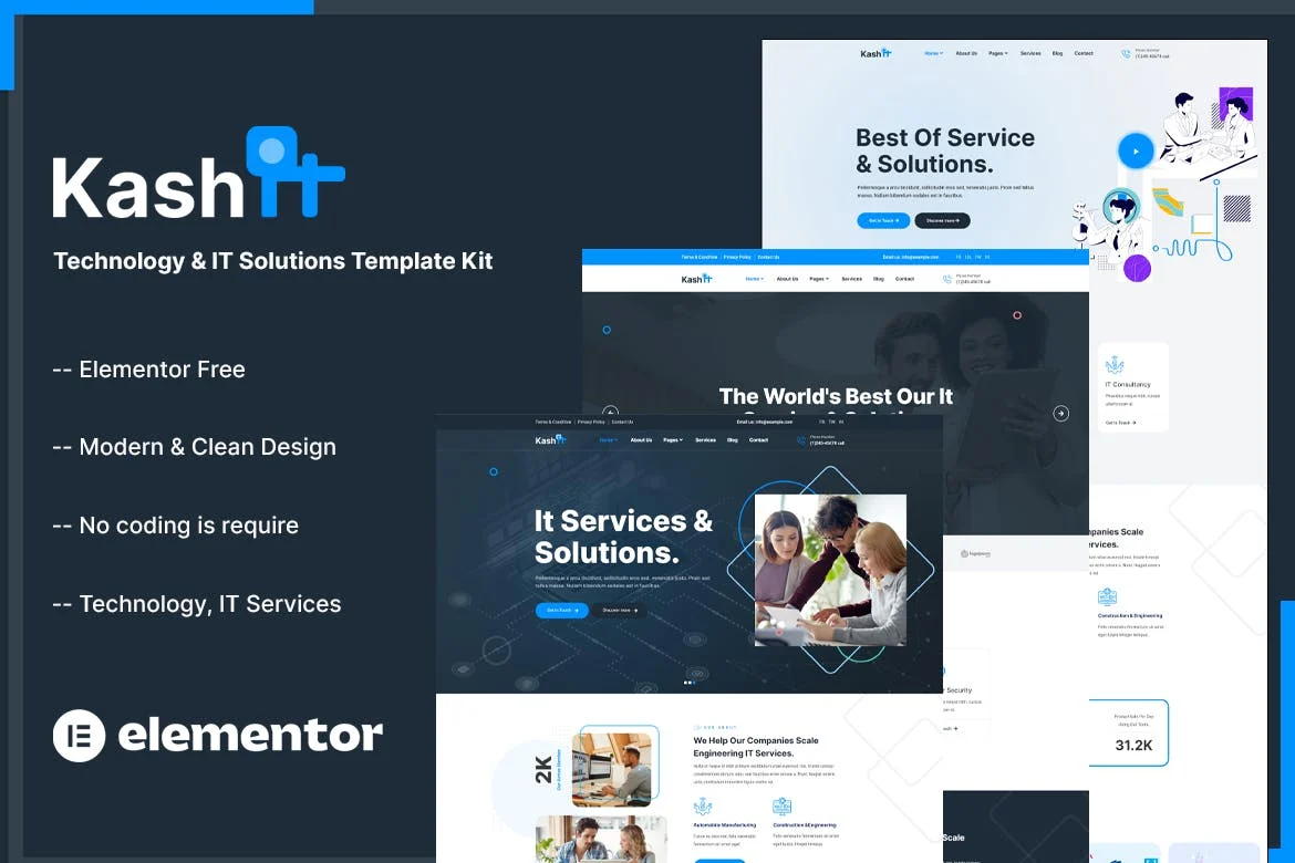 IT工程服务Elementor网站模板_一键导入快速建站插图-WP资源海 IT互联网 Elementor 网站模板封面