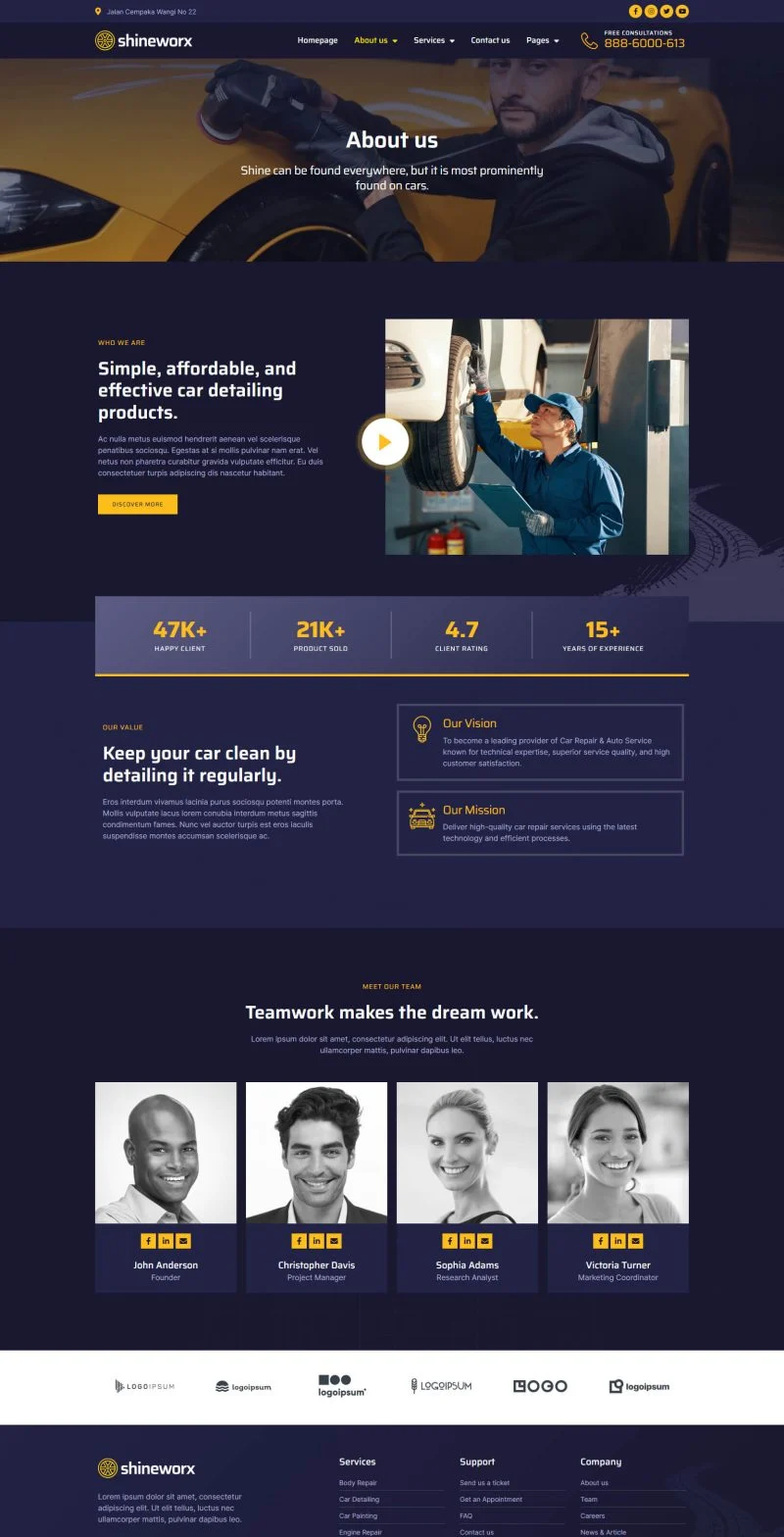 维修 Elementor 模板关于我们预览