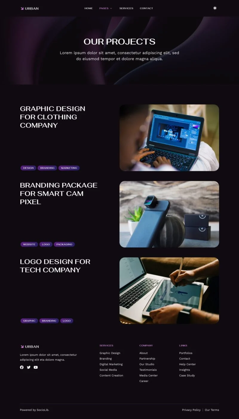 广告/营销 Elementor 模板案例页面预览
