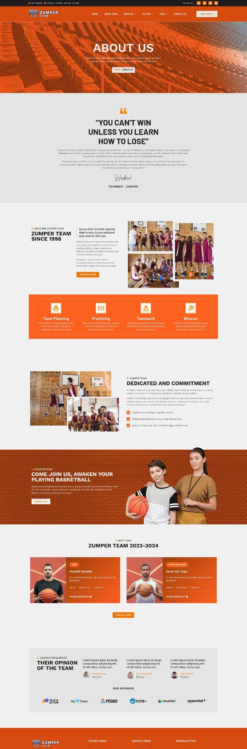篮球俱乐部与篮球培训Elementor网站模板_一键导入快速建站插图3-WP资源海 教育/培训 Elementor 模板关于我们预览