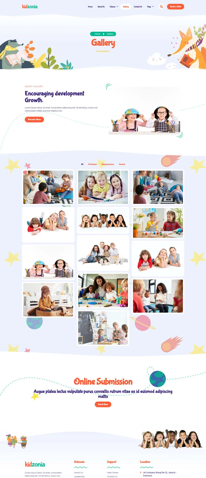 幼儿园与儿童照护Elementor网站模板_一键导入快速建站插图3-WP资源海 学校 Elementor 模板图片展示预览