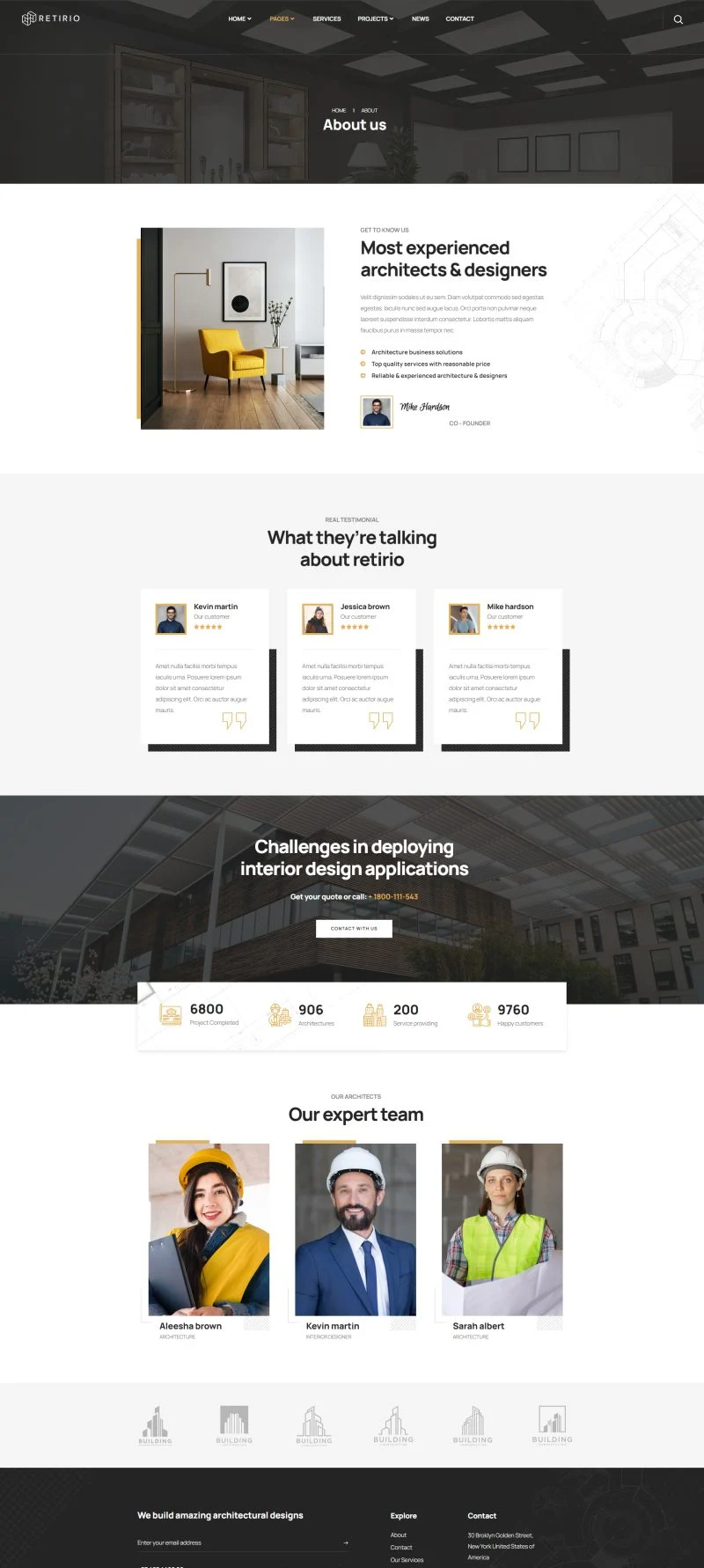 建筑/地产 Elementor 模板关于我们预览