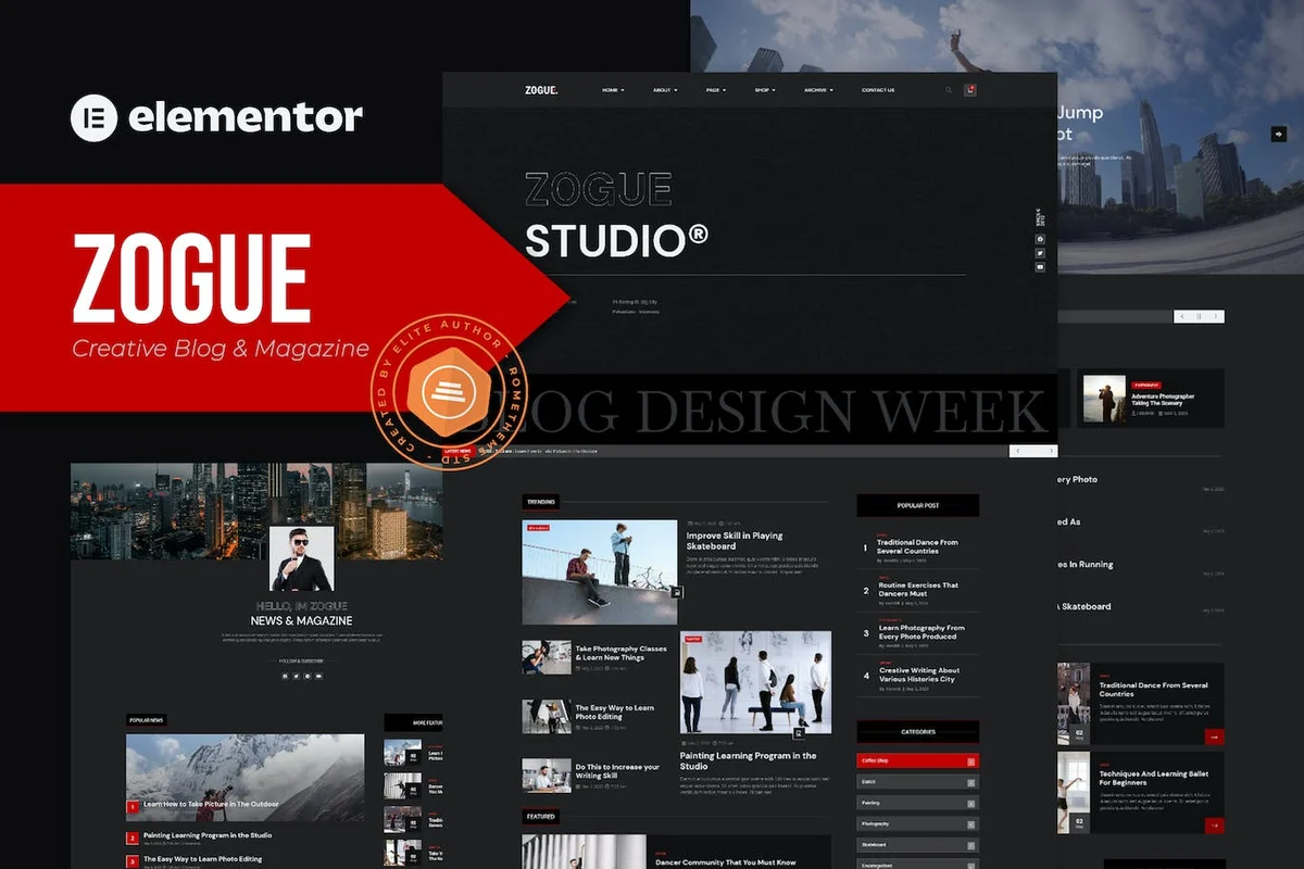 创意博客与杂志内容站Elementor网站模板_一键导入快速建站插图-WP资源海 博客/杂志 Elementor 网站模板封面