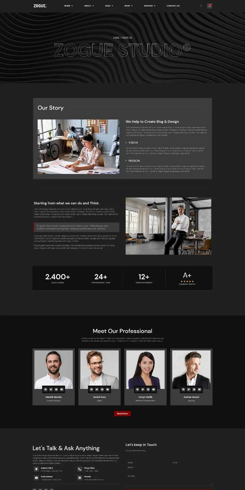 创意博客与杂志内容站Elementor网站模板_一键导入快速建站插图4-WP资源海 博客/杂志 Elementor 模板关于我们预览