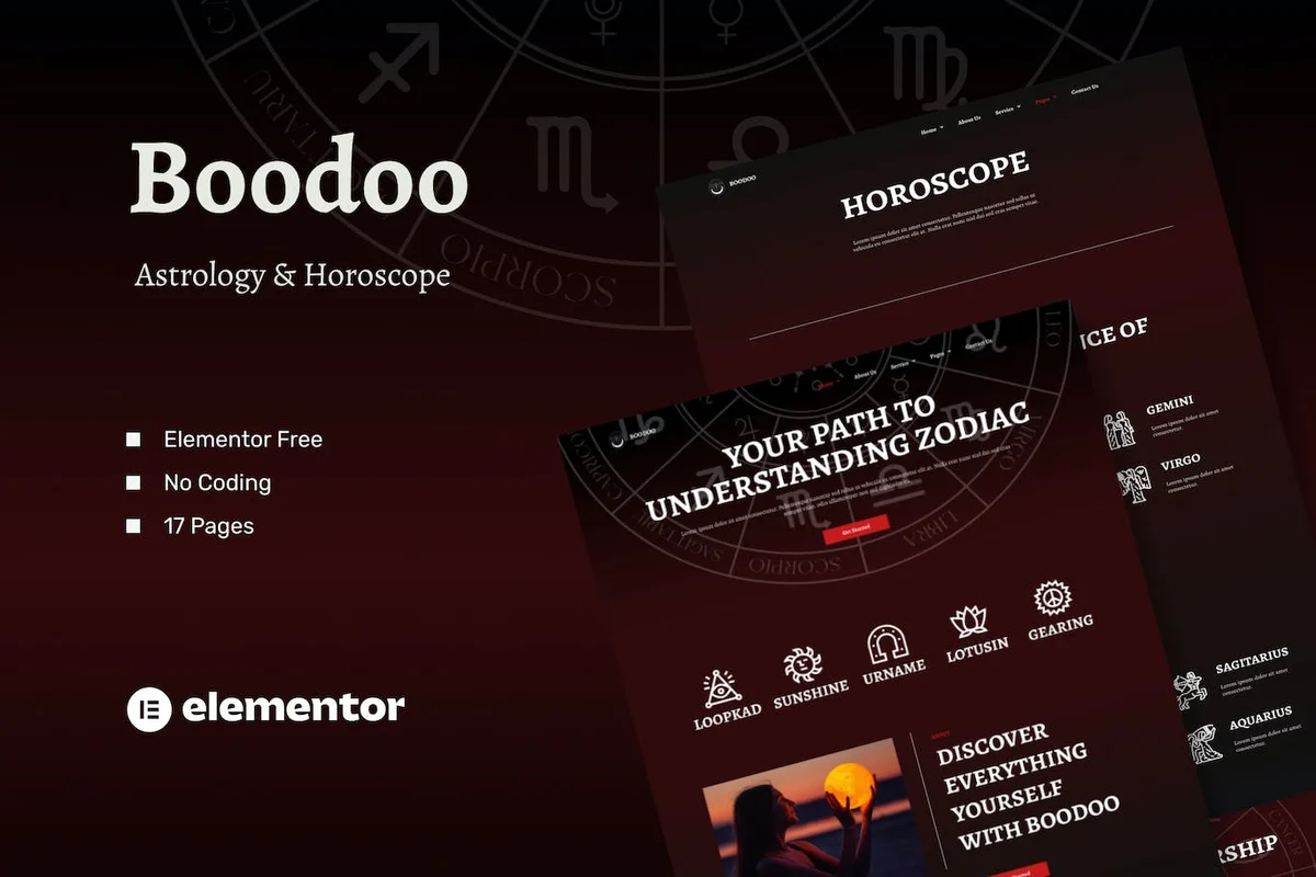 占星师与星座运势Elementor网站模板_一键导入快速建站插图-WP资源海 个人 Elementor 网站模板封面