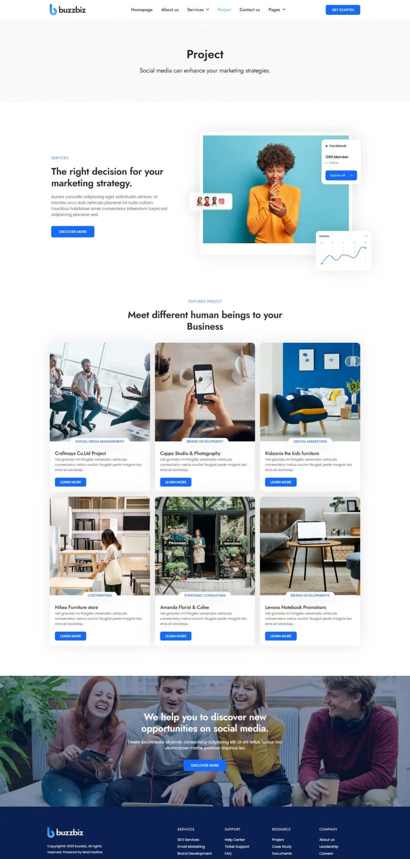 社交媒体营销服务公司Elementor网站模板_一键导入快速建站插图4-WP资源海 广告/营销 Elementor 模板项目案例预览