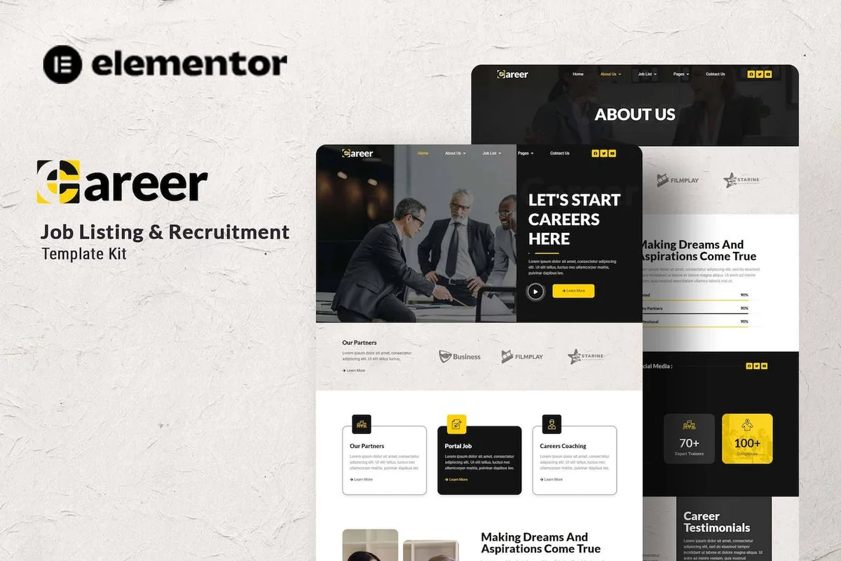 企业招聘官网Elementor网站模板_一键导入快速建站插图-WP资源海 企业 Elementor 网站模板封面
