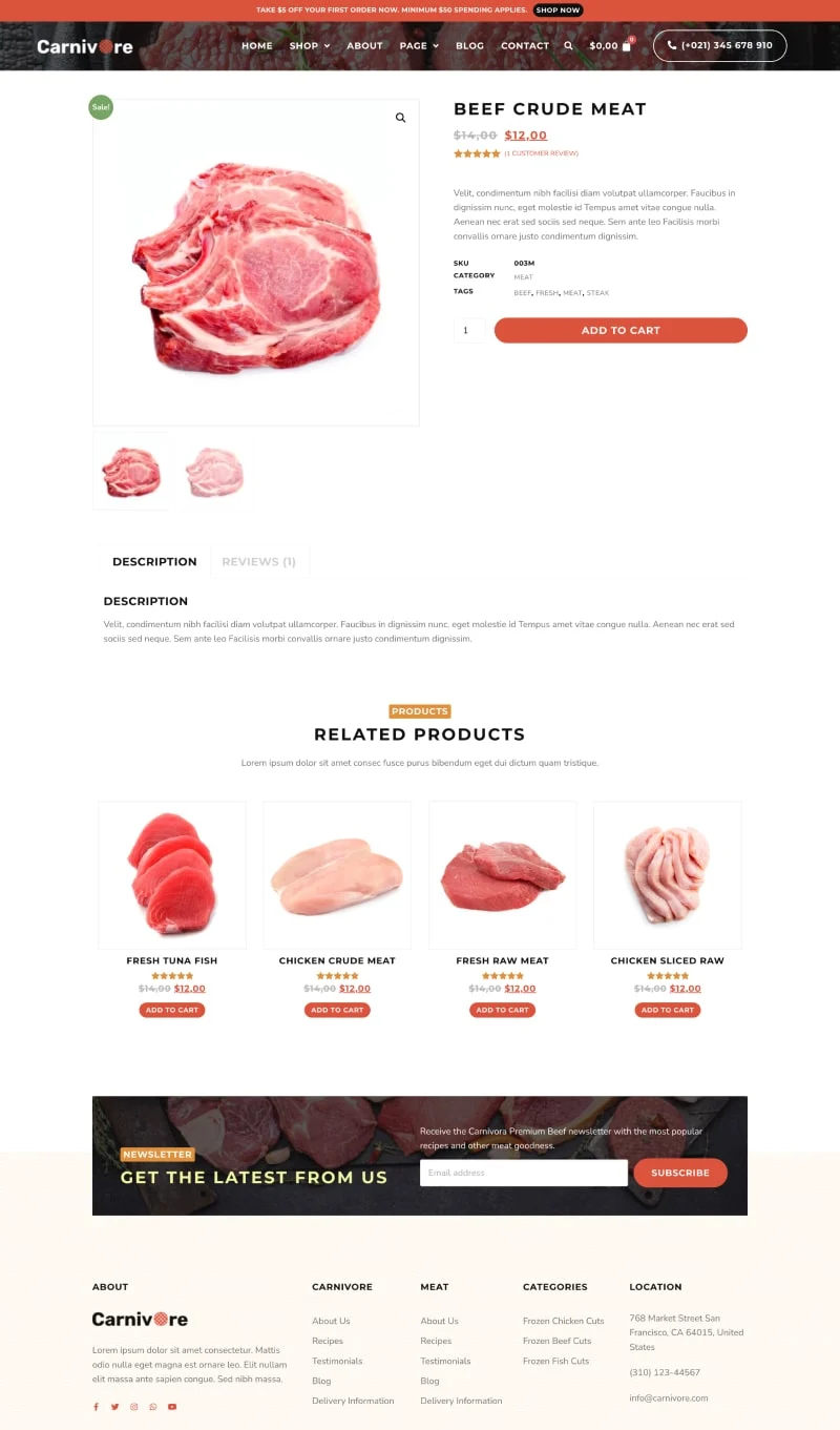 冷冻肉类肉铺电商Elementor网站模板_一键导入快速建站插图4-WP资源海 餐饮/食品 Elementor 模板商品详情预览