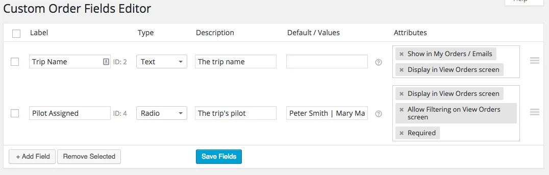 Admin Custom Order Fields for WooCommerce 订单信息管理 WordPress 插件插图1-WP资源海 WooCommerce Admin Custom Order fields Examples of Types, Values, and Attributes
