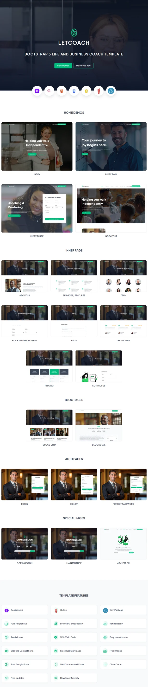 Letcoach 人生教练与商业教练个人品牌官网 HTML 模板插图-WP资源海 Letcoach - Life and Business Coach HTML Template - 1